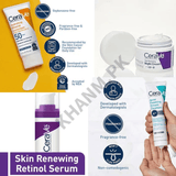 CeraVe skincare products with various bottles and packaging on a white background