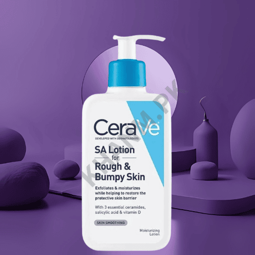 CeraVe SA Lotion bottle on a purple background