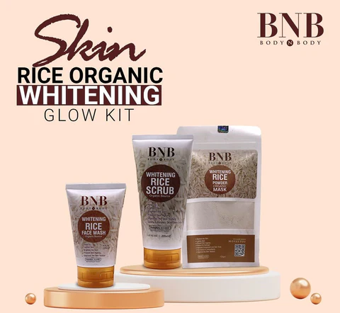 BNB Body & Body Skin Organic Whitening Glow Kit on a beige background