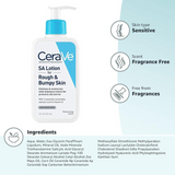 CeraVe SA Lotion for Rough & Bumpy Skin with product details on a white background