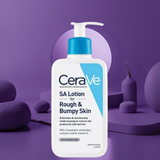 CeraVe SA Lotion bottle on a purple background