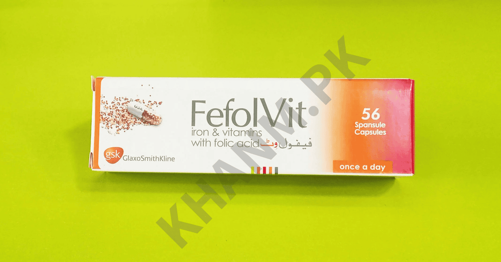 FefolVit supplement packaging on a green background