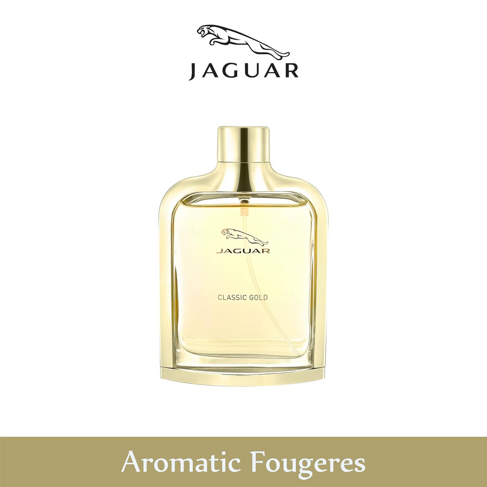 Jaguar Classic Gold perfume bottle on a white background