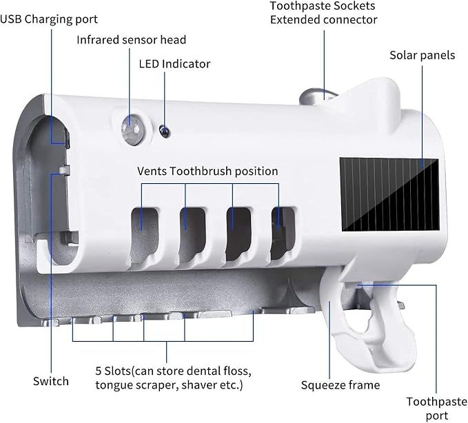 Diagram of a dental device with labeled parts on a white background